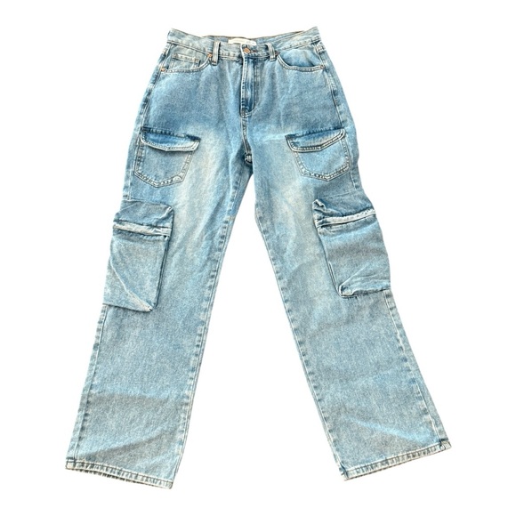 ALTAR’D STATE Cargo Straight Leg Jeans Light Wash Blue Size 29 - Picture 4 of 8